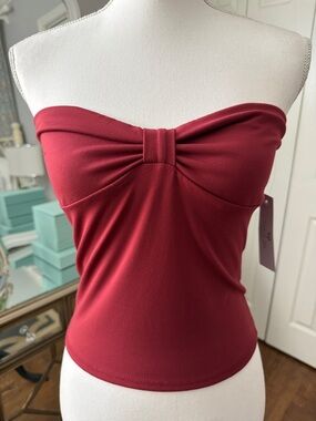 Live In The Moment - Strapless Twist Front Tube Top in Deep Wine Red M NWT